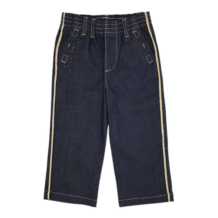 Vêtement bébé neuf avec étiquette - Pantalon fille 12 mois marque IKKS noir à galon doré