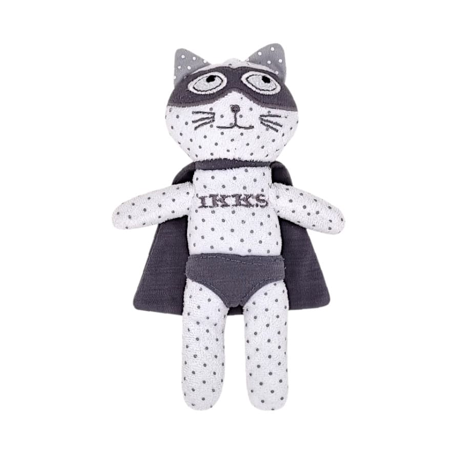 Peluche bébé IKKS d'occasion chat à pois gris