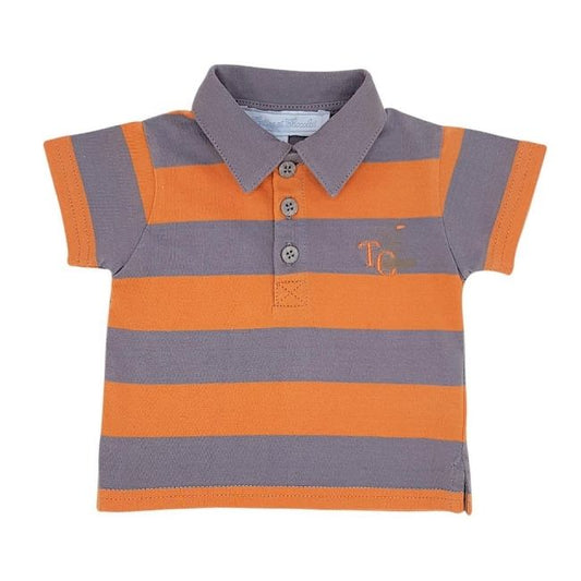 Polo rayé bébé garçon gris/orange, taille 3 mois, marque Tartine et Chocolat - seconde main haut de gamme