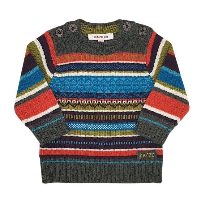 Pull bébé garçon multicolore à rayures, taille 6 mois, marque Kenzo - seconde main luxe