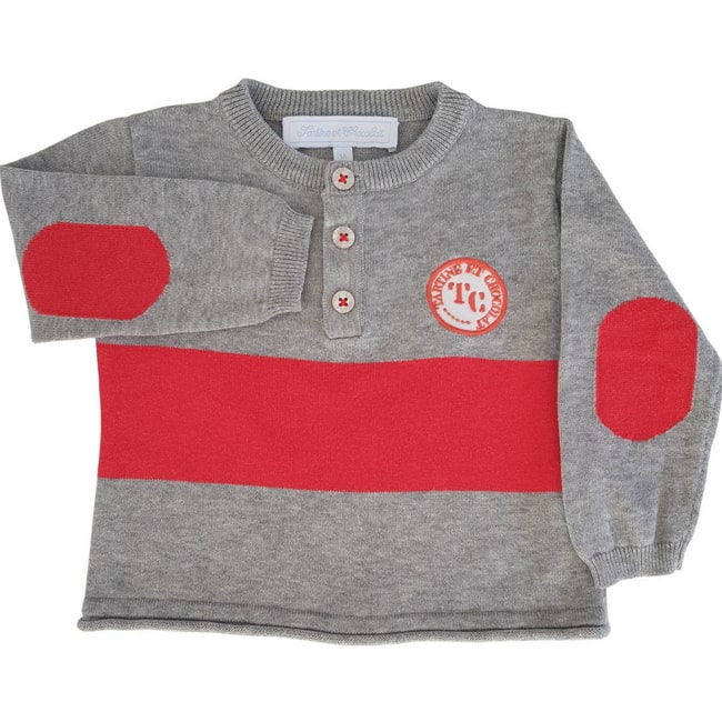 Vêtement de marque bébé d'occasion pour garçon - Pull bebe TARTINE ET CHOCOLAT gris 12 mois