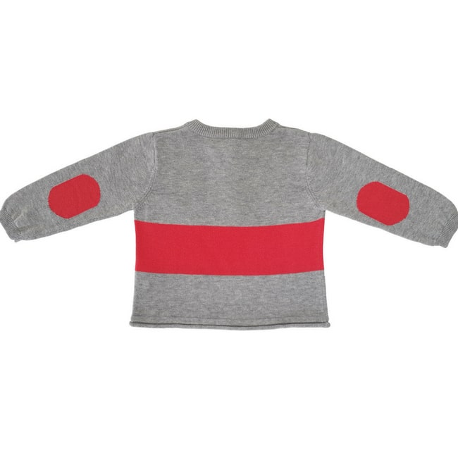 Pull TARTINE ET CHOCOLAT gris 12 mois à manches longues avec impression coudières