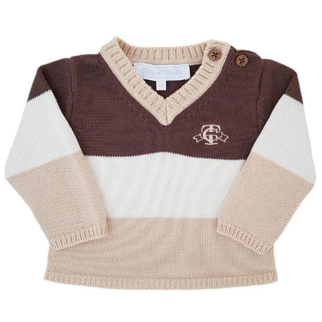 Pull bébé garçon d'occasion - Pull TARTINE ET CHOCOLAT bebe 3 mois à bandes