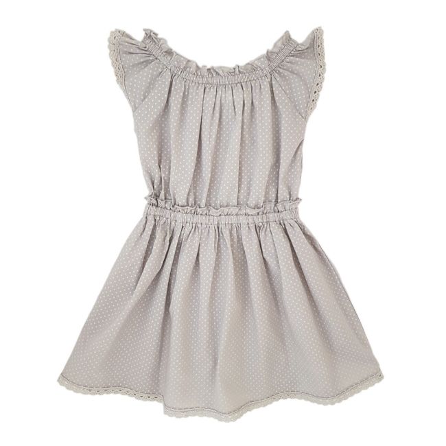 Robe bébé fille motif pois BLEU COMME GRIS 6 mois à manches papillon