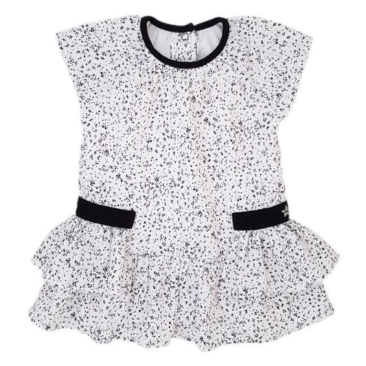 Robe bébé fille blanc/noir en coton, taille 3 mois, marque IKKS - seconde main premium