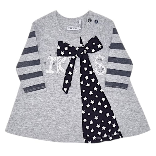 Robe bébé fille grise à nœud, taille 3 mois, marque IKKS - seconde main premium