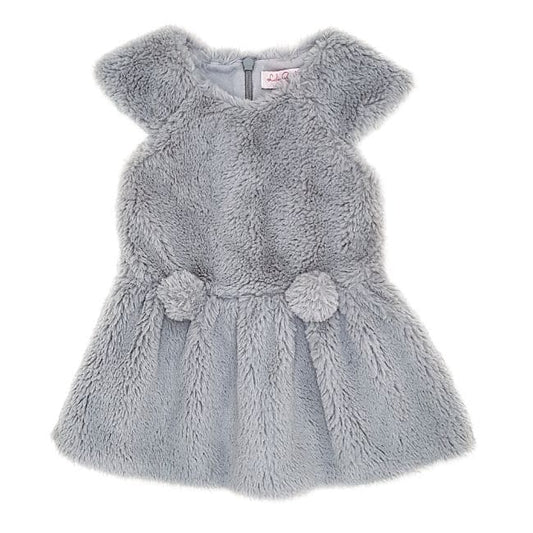 Robe bébé fille en fausse fourrure grise, taille 12 mois, marque Lili Gaufrette - seconde main premium