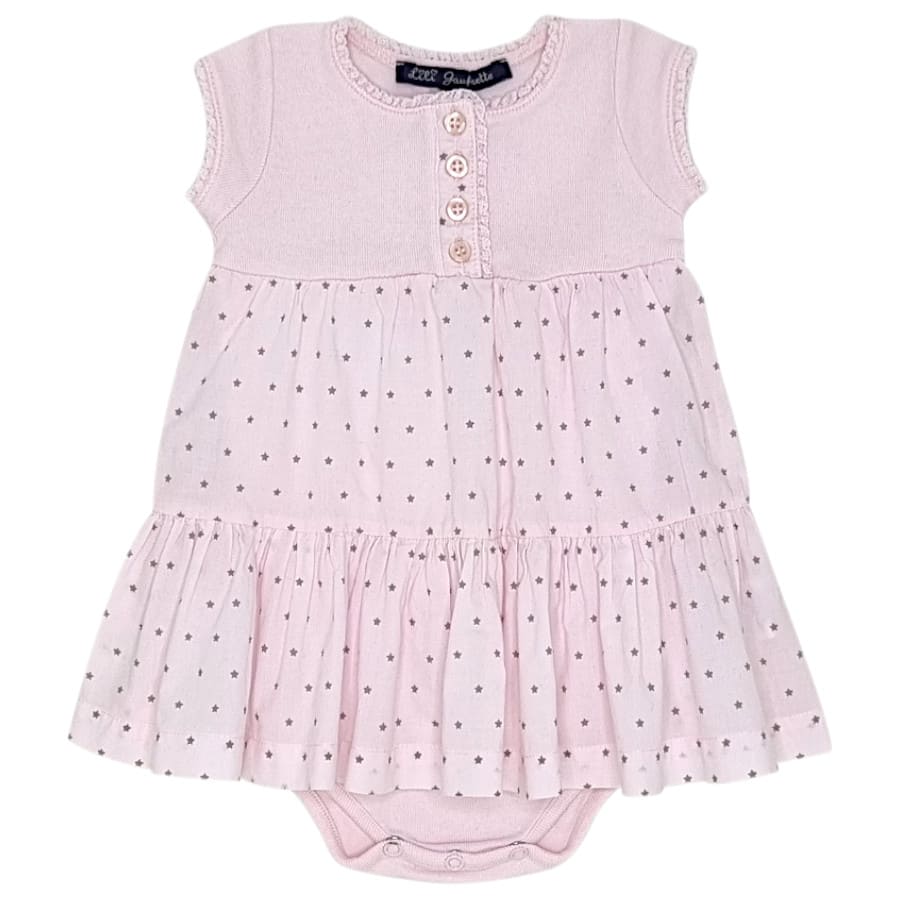 Body robe bébé fille rose motif étoiles, taille 18 mois, marque Lili Gaufrette - seconde main premium