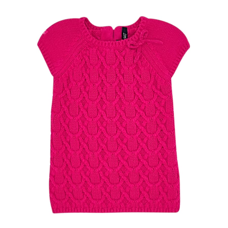 Robe pull bébé fille rose à torsades, taille 6 mois, marque Lili Gaufrette - seconde main premium