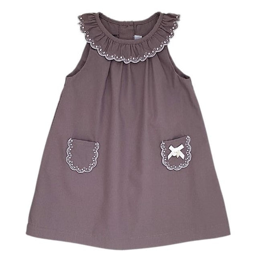 Robe bébé fille marron brodée, taille 6 mois, marque Tartine et Chocolat - seconde main haut de gamme