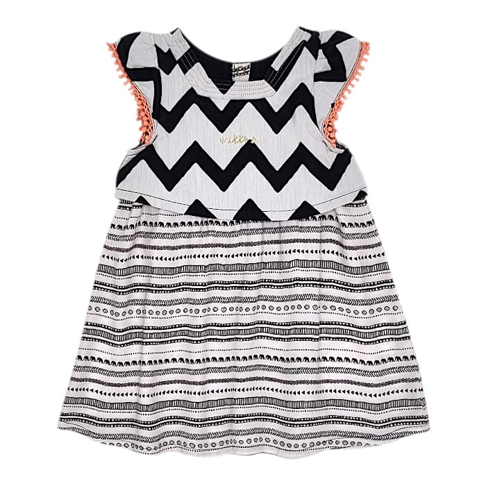 Robe bébé fille blanc/noir imprimée, taille 12 mois, marque IKKS - seconde main premium