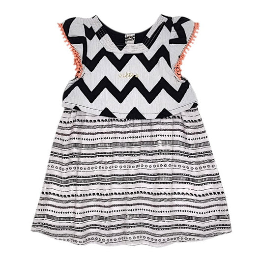 Robe bébé fille blanc/noir imprimée, taille 12 mois, marque IKKS - seconde main premium