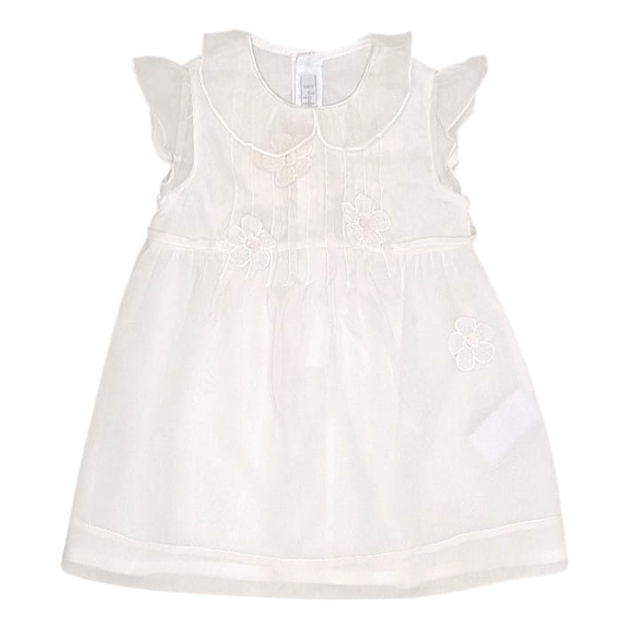 Robe Il Gufo bébé écru soie pour cérémonie, fille 6 mois, vue de face, marque haut de gamme en seconde main, état parfait