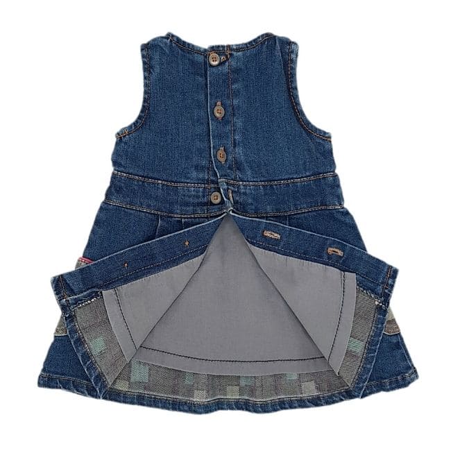 Robe doublée en denim bleu BURBERRY bébé fille 3 mois