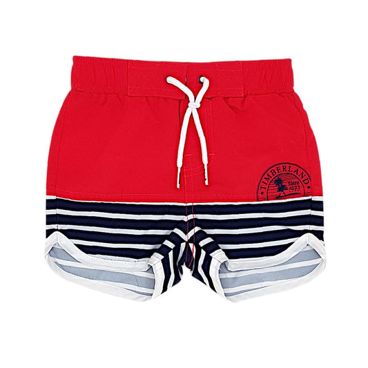 Short bébé garçon à rayures rouge/bleu, taille 9 mois, marque Timberland - seconde main premium