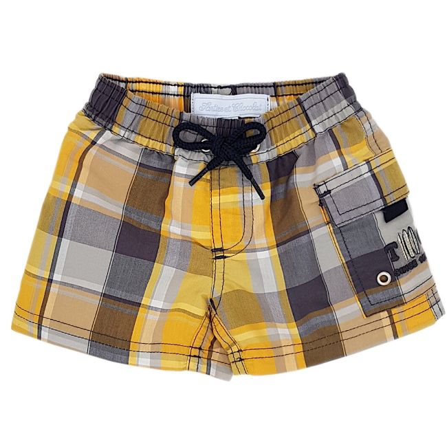 Vêtement bébé TARTINE ET CHOCOLAT d'occasion - Short de bain bébé garçon 3 mois à carreaux