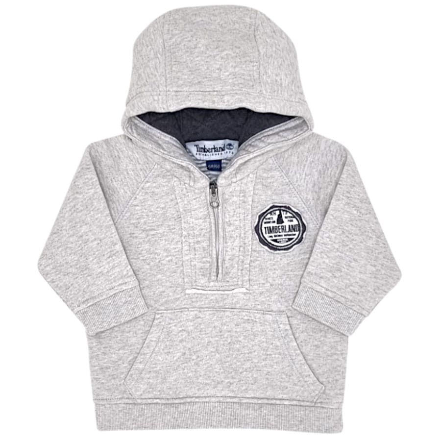 Sweat à capuche bébé garçon gris chiné à capuche, taille 6 mois, marque Timberland - seconde main premium