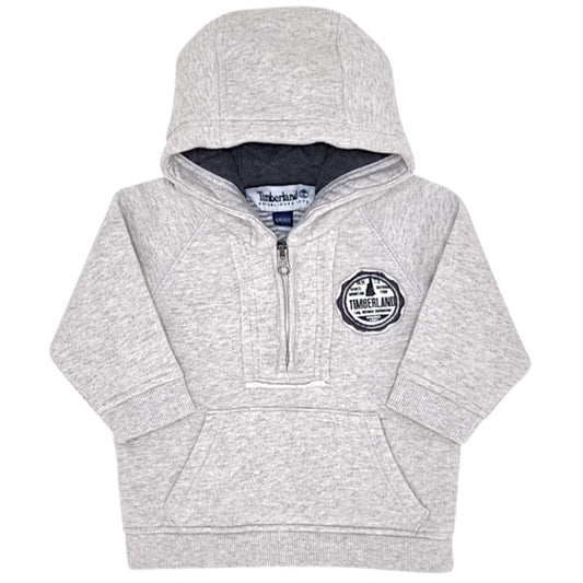 Sweat à capuche bébé garçon gris chiné à capuche, taille 6 mois, marque Timberland - seconde main premium