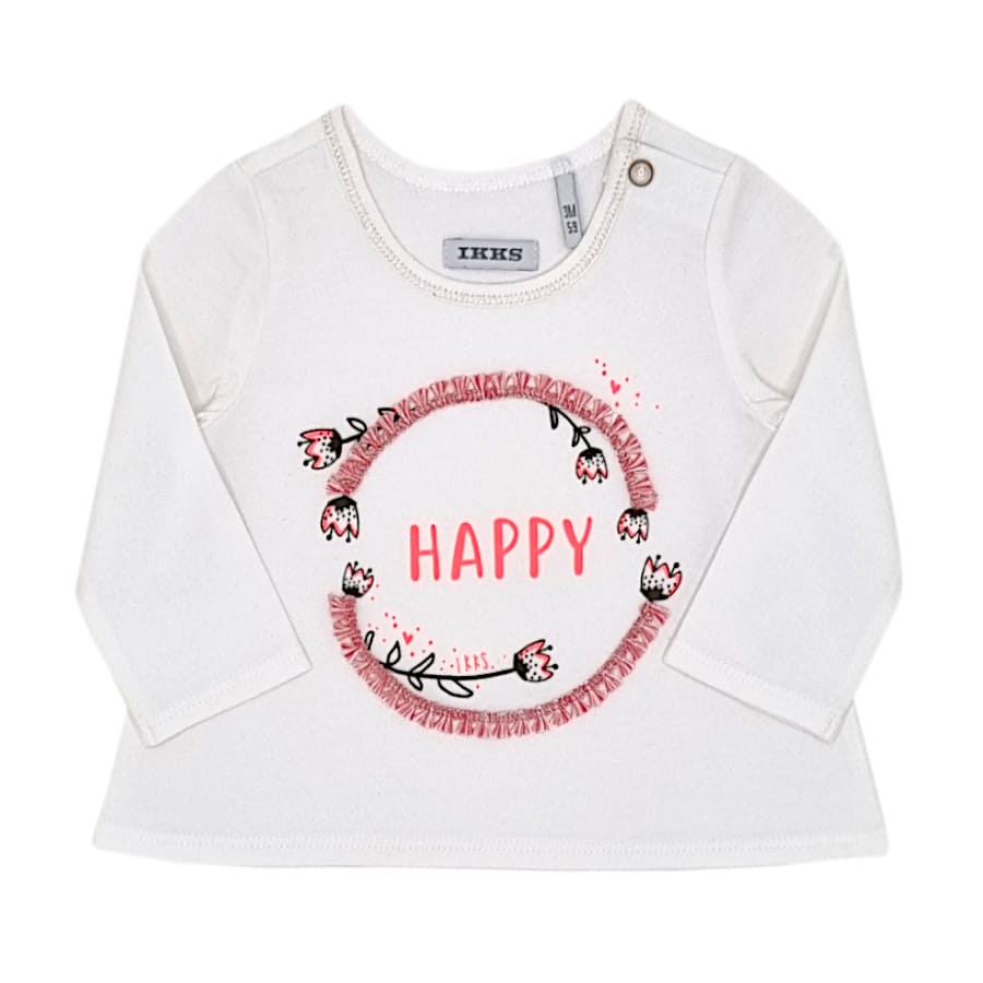 T-shirt bébé fille écru en jersey léger, taille 3 mois, marque IKKS - seconde main premium