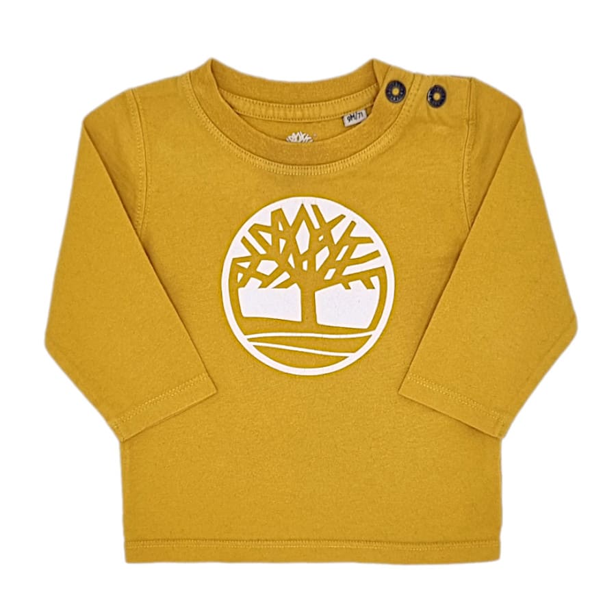 Tee-shirt bébé garçon 9 mois TIMBERLAND seconde main jaune moutarde