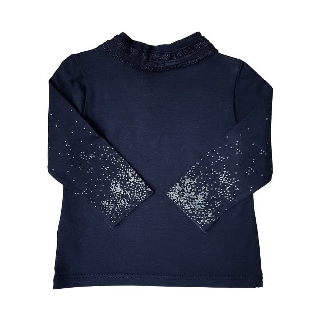 Tee-shirt bébé IKKS bleu 6 mois col montant et manches longues