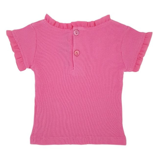 Tee-shirt bébé fille rose LILI GAUFRETTE 12 mois à manches courtes
