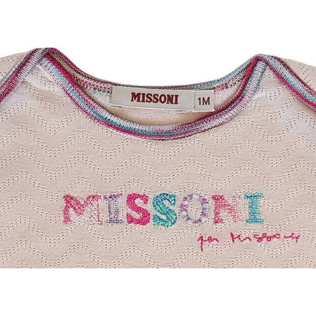 Tee-shirt rose MISSONI 3 mois brodé couleurs pastelles