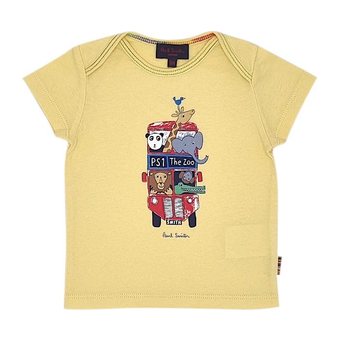 T-shirt bébé garçon seconde main Paul Smith jaune illustration animaux