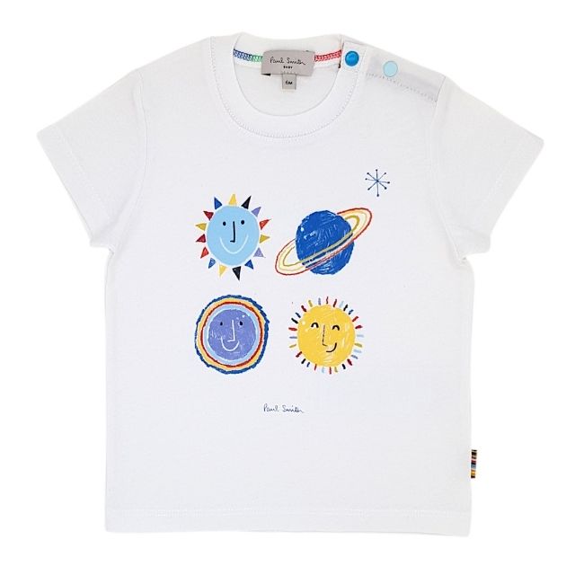Tee-shirt mode bébé garçon 6 mois PAUL SMITH BABY d'occasion blanc motif univers