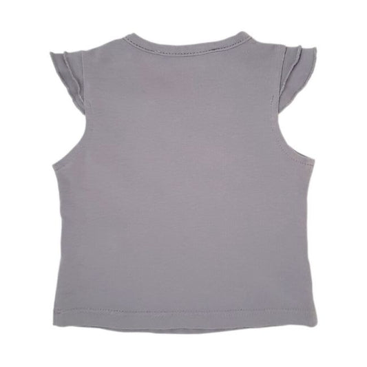 Tee-shirt bébé fille gris TARTINE ET CHOCOLAT 3 mois sans manches à volants