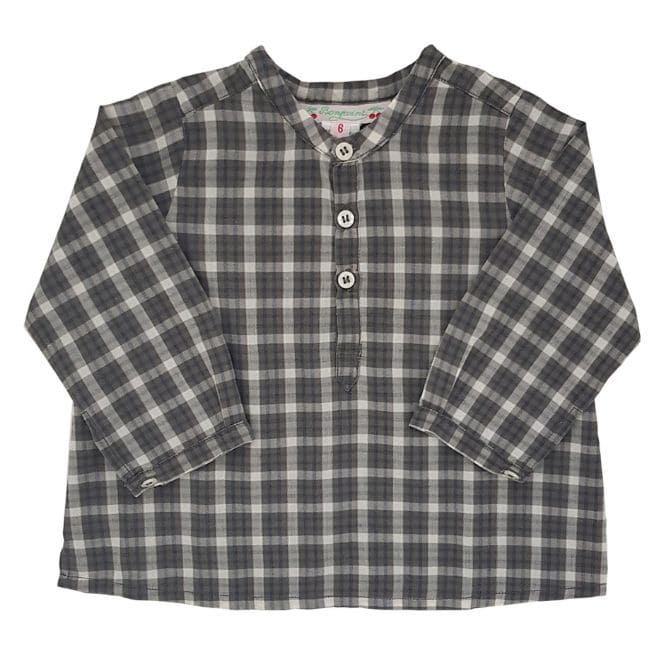 Tunique bébé garçon marron à carreaux, taille 6 mois, marque Bonpoint - seconde main haut de gamme