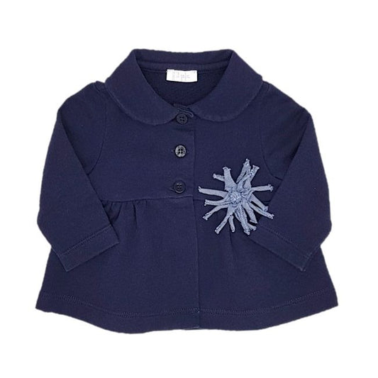 Veste bébé fille bleu marine à col Claudine, taille 3 mois, marque Il Gufo - seconde main haut de gamme