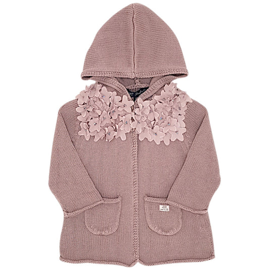 Veste bébé fille taupe à fleurs, taille 3 mois, marque Lili Gaufrette - seconde main premium