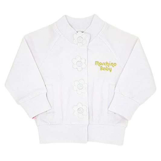 Veste bébé fille blanche à pressions, taille 3 mois, marque Moschino - seconde main luxe