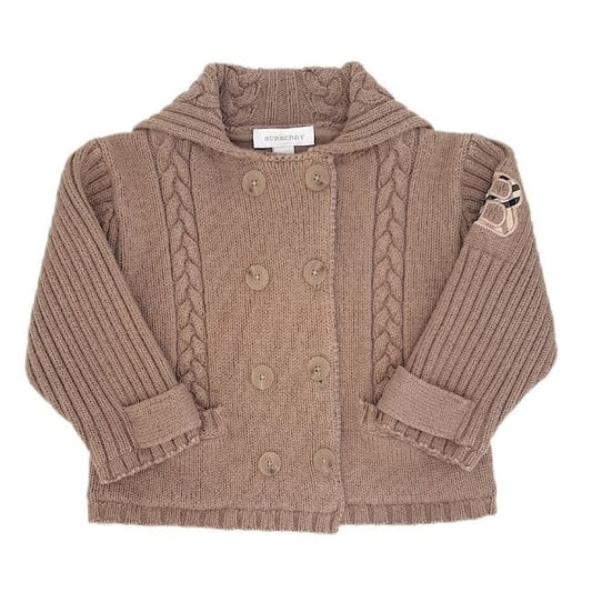 Veste bébé garçon marron à torsades, taille 12 mois, marque Burberry - seconde main luxe