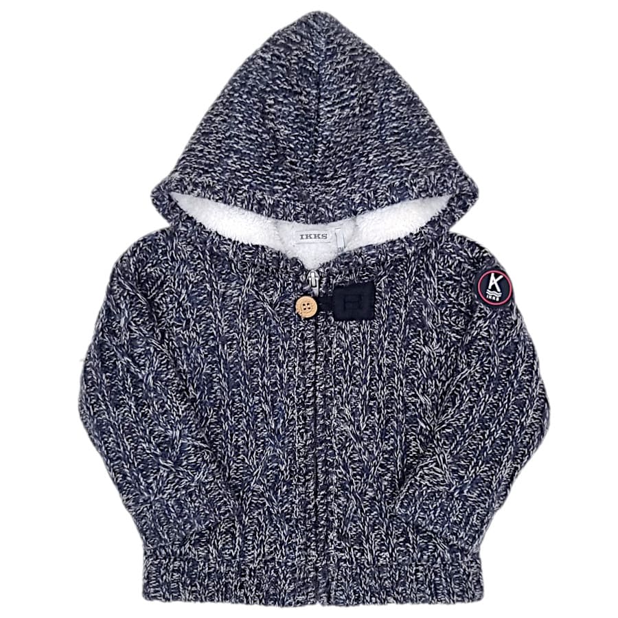 Veste bébé garçon en tricot bleu, taille 12 mois, marque IKKS - seconde main premium