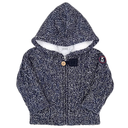 Veste bébé garçon en tricot bleu, taille 12 mois, marque IKKS - seconde main premium