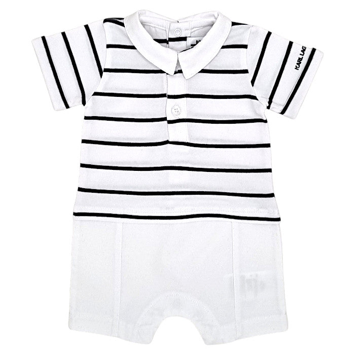 Combinaison bébé garçon Karl Lagerfeld Kids, blanc/noir manches courtes, taille 1 mois, seconde main luxe, vue de face