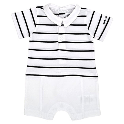 Combinaison bébé garçon Karl Lagerfeld Kids, blanc/noir manches courtes, taille 1 mois, seconde main luxe, vue de face