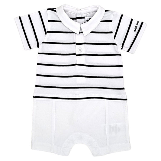 Combinaison bébé garçon Karl Lagerfeld Kids, blanc/noir manches courtes, taille 1 mois, seconde main luxe, vue de face