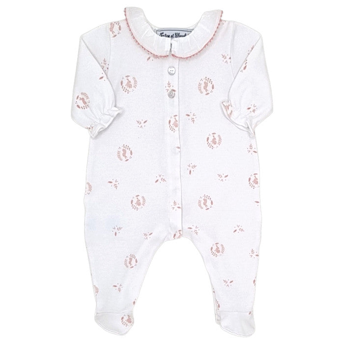 Pyjama bébé fille Tartine et Chocolat, blanc imprimé lapin, taille 3 mois, seconde main haut de gamme, vue de face