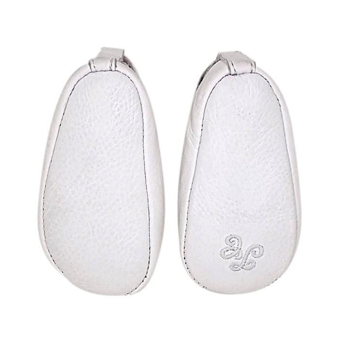 Ballerines blanches en cuir, Tartine et Chocolat, fille 6 mois, vue de dos, chaussons bébé haut de gamme, seconde main chic, état impeccable