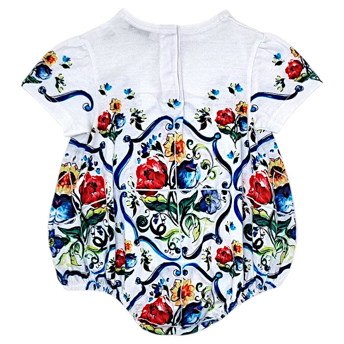 Barboteuse bébé multicolore motif fleurs Dolce & Gabbana, vue de dos, fille 6-9 mois