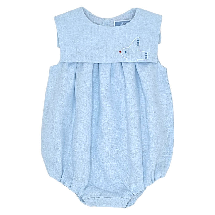 Barboteuse bébé garçon Jacadi, bleu ciel en lin, taille 3 mois, seconde main haut de gamme, vue de face