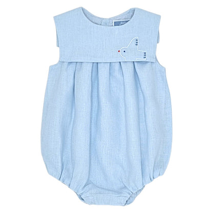 Barboteuse bébé garçon Jacadi, bleu ciel en lin, taille 3 mois, seconde main haut de gamme, vue de face