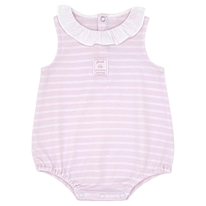 Barboteuse bébé fille Jacadi, rose à collerette, taille 6 mois, seconde main haut de gamme, vue de face
