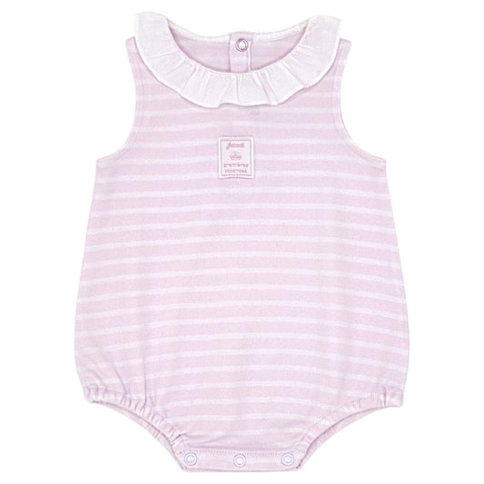 Barboteuse bébé fille Jacadi, rose à collerette, taille 6 mois, seconde main haut de gamme, vue de face
