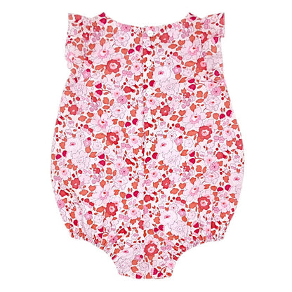 Barboteuse rose tissu Liberty, Jacadi, fille 12 mois, vue de dos, vêtement bébé de marque, seconde main chic à prix doux