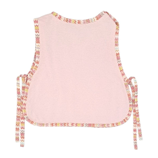 Bavoir bébé rose à liens Missoni, vue de dos, fille 6 mois