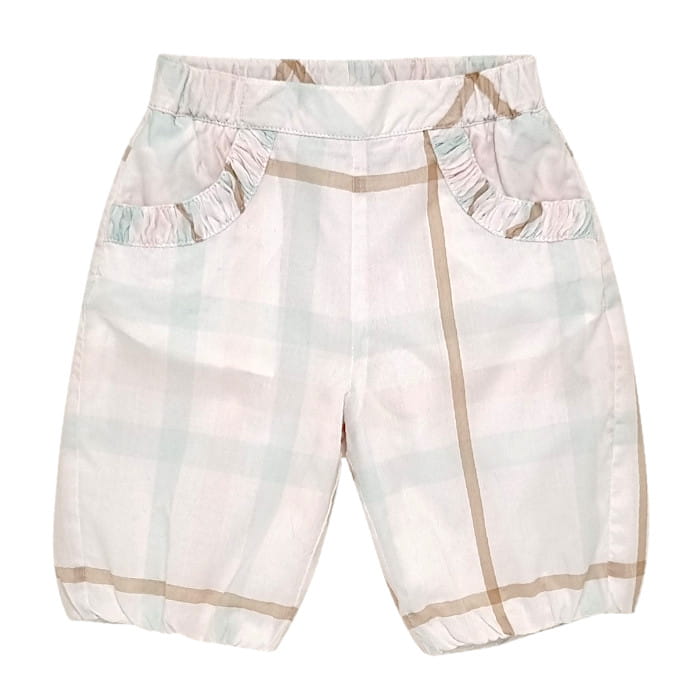 Bermuda 12 mois pastel à carreaux Burberry seconde main - Vêtement bébé fille de marque luxe